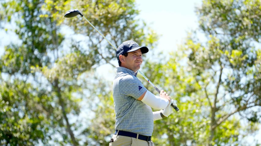 SAN ANTONIO, TEXAS - APRIL 04: Alejandro Tosti of Argentina plays his tee shot on the 18th hole during the first round of the Valero Texas Open at TPC San Antonio on April 04, 2024 in San Antonio, Texas. (Photo by Raj Mehta/Getty Images)