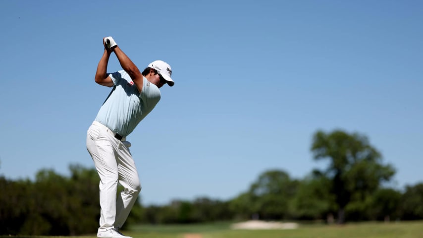 SAN ANTONIO, TEXAS - APRIL 04: S.H. Kim of South Korea Plays his tee shoot from the 6th hole during the first round of the Valero Texas Open at TPC San Antonio on April 04, 2024 in San Antonio, Texas. (Photo by Brennan Asplen/Getty Images)