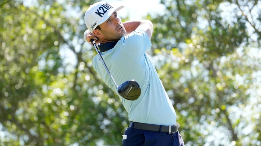 SAN ANTONIO, TEXAS - APRIL 04: Callum Tarren of England plays his tee shoot from the 18th hole during the first round of the Valero Texas Open at TPC San Antonio on April 04, 2024 in San Antonio, Texas. (Photo by Raj Mehta/Getty Images)