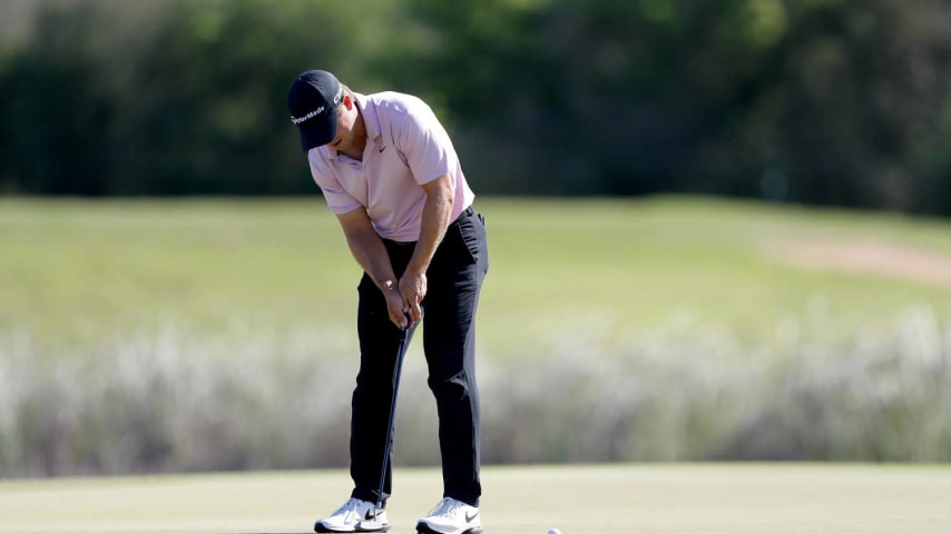 SAN ANTONIO, TEXAS - APRIL 05: Pierceson Coody of the United States plays his putt shot on the 3rd hole during the second round of the Valero Texas Open at TPC San Antonio on April 05, 2024 in San Antonio, Texas. (Photo by Raj Mehta/Getty Images)