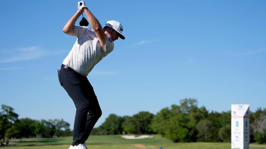 SAN ANTONIO, TEXAS - APRIL 05: Taylor Pendrith of Canada plays his tee shot on the 8th hole during the second round of the Valero Texas Open at TPC San Antonio on April 05, 2024 in San Antonio, Texas. (Photo by Raj Mehta/Getty Images)