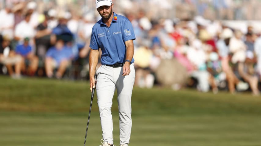 PALM HARBOR, FLORIDA - MARCH 24: Cameron Young of the United States putts on the 18th green during the final round of the Valspar Championship at Copperhead Course at Innisbrook Resort and Golf Club on March 24, 2024 in Palm Harbor, Florida. (Photo by Douglas P. DeFelice/Getty Images)