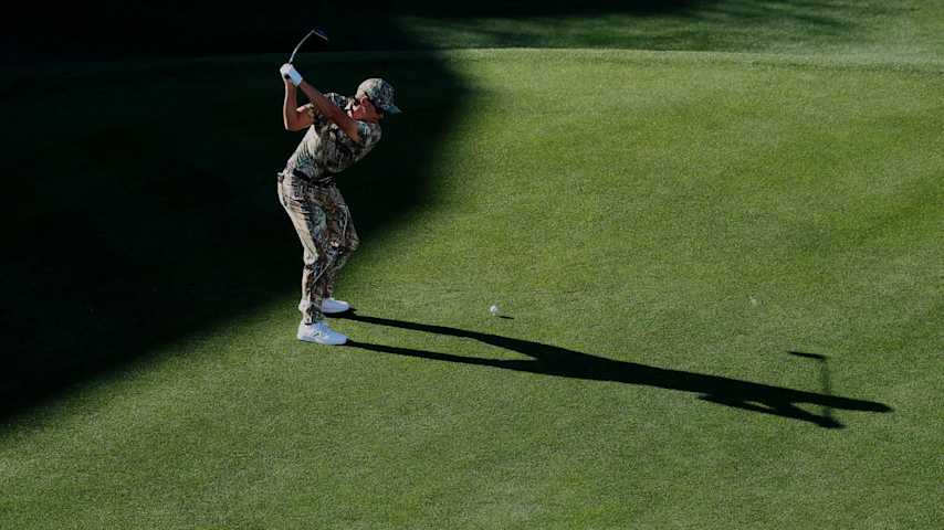 SCOTTSDALE, ARIZONA - FEBRUARY 06: Rickie Fowler of The United States hits a tee ball on the 11th hole during the first round of the WM Phoenix Open 2025 at TPC Scottsdale on February 06, 2025 in Scottsdale, Arizona. (Photo by Andy Lyons/Getty Images)