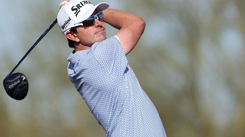 SCOTTSDALE, ARIZONA - FEBRUARY 07: Nico Echavarria of Colombia plays his shot from the ninth tee during the second round of the WM Phoenix Open 2025 at TPC Scottsdale on February 07, 2025 in Scottsdale, Arizona. (Photo by Andy Lyons/Getty Images)