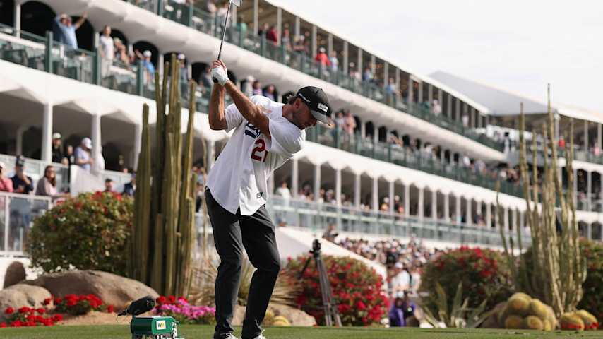 SCOTTSDALE, ARIZONA - FEBRUARY 07: Max Homa of the United States plays a tee shot on the 16th hole during the second round of the WM Phoenix Open 2025 at TPC Scottsdale on February 07, 2025 in Scottsdale, Arizona. (Photo by Christian Petersen/Getty Images)