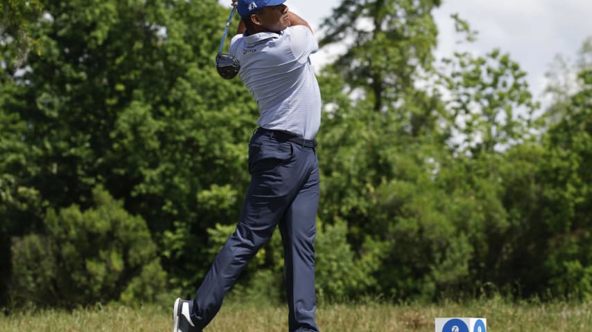 AVONDALE, LOUISIANA - APRIL 26: Jhonattan Vegas of Venezuela plays his shot from the second tee during the second round of the Zurich Classic of New Orleans at TPC Louisiana on April 26, 2024 in Avondale, Louisiana. (Photo by Chris Graythen/Getty Images)