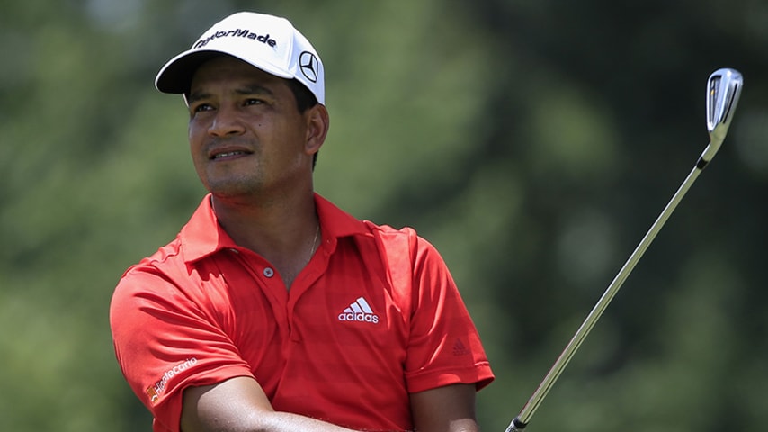 MEMPHIS, TN - JUNE 13:  Fabian Gomez of Argentina tees off on the 8th hole during round three of the FedEx St. Jude Classic at TPC Southwind on June 13, 2015 in Memphis, Tennessee.  (Photo by Sam Greenwood/Getty Images) *** Local Caption *** Fabian Gomez