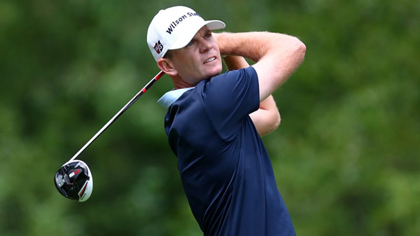 RENO, NV - AUGUST 06:  Brendan Steele tees off on the 18th hole during the first round of the Barracuda Championship at the Montreux Golf and Country Club on August 6, 2015 in Reno, Nevada.  (Photo by Marianna Massey/Getty Images)