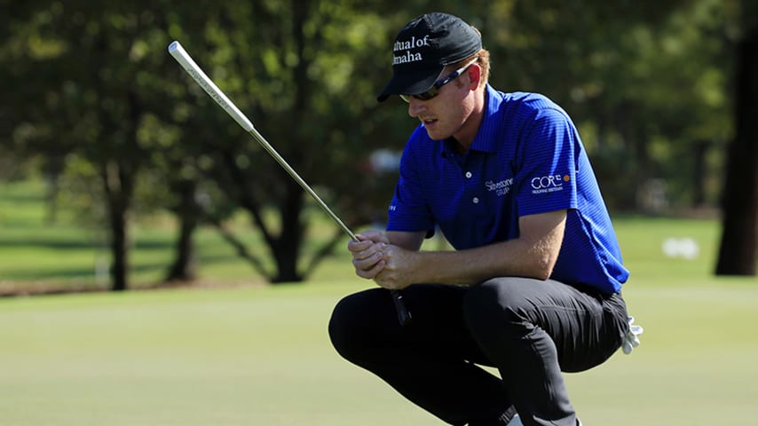 JACKSON, MS - NOVEMBER 06: Roberto Castro lines up a putt on the sixth hole during the second round of the Sanderson Farms Championship at The Country Club of Jackson on November 6, 2015 in Jackson, Mississippi. (Photo by Michael Cohen/Getty Images)