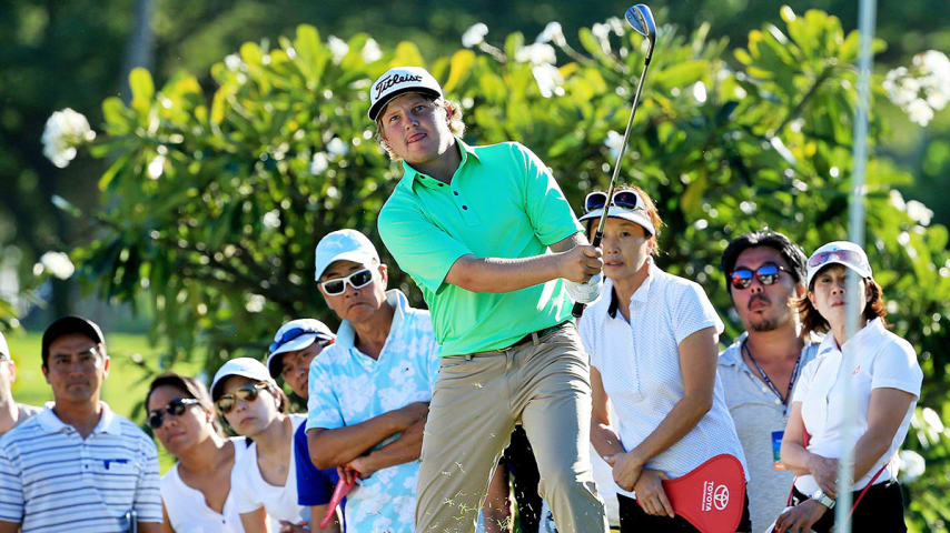 HONOLULU, HI - JANUARY 17:  Zac Blair plays a shot on the 14th hole during the final round of the Sony Open In Hawaii at Waialae Country Club on January 17, 2016 in Honolulu, Hawaii.  (Photo by Tom Pennington/Getty Images)