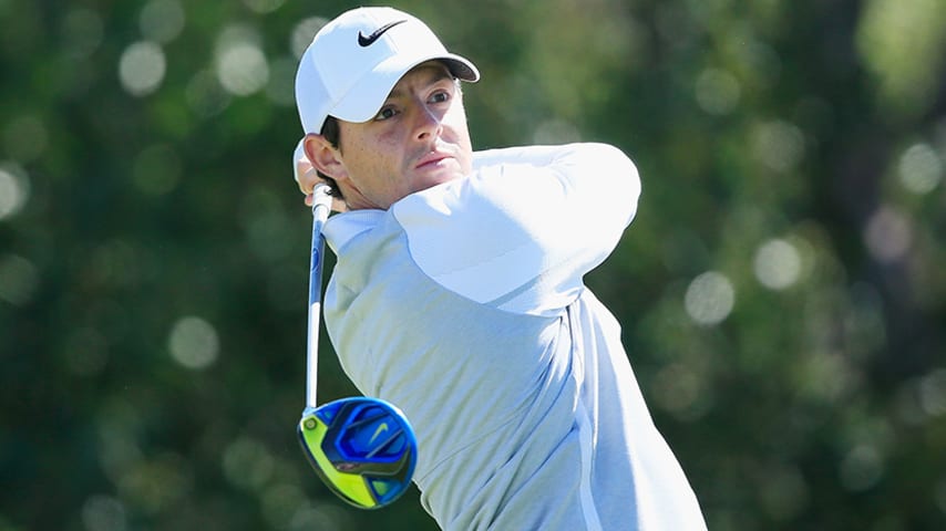 AUSTIN, TX - MARCH 25:  Rory McIlroy of Northern Ireland watches his tee shot on the second hole during the third round of the World Golf Championships-Dell Match Play at the Austin Country Club on March 25, 2016 in Austin, Texas.  (Photo by David Cannon/Getty Images)