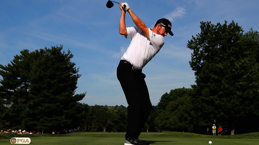 SPRINGFIELD, NJ - JULY 28: Jimmy Walker of the United States plays his shot from the 13th tee during the first round of the 2016 PGA Championship at Baltusrol Golf Club on July 28, 2016 in Springfield, New Jersey.  (Photo by Kevin C. Cox/Getty Images)