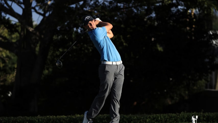 PALM BEACH GARDENS, FL - FEBRUARY 24:  Wesley Bryan of the United States plays his shot from the 14th tee during the second round of The Honda Classic at PGA National Resort and Spa on February 24, 2017 in Palm Beach Gardens, Florida.  (Photo by Sam Greenwood/Getty Images)