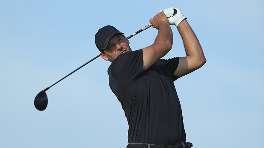 PUNTA CANA, DOMINICAN REPUBLIC - MARCH 22:  Former NFL Player and amateur Tony Romo plays his shot from the first tee during round one of the Corales Puntacana Resort & Club Championship on March 26, 2018 in Punta Cana, Dominican Republic.  (Photo by Christian Petersen/Getty Images)