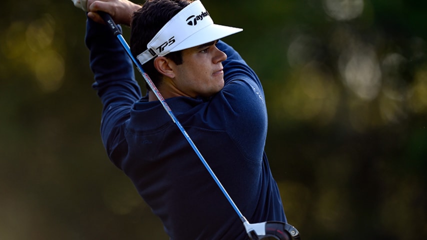 HUMBLE, TX - MARCH 30:  Beau Hossler plays his shot from the second tee during the second round of the Houston Open at the Golf Club of Houston on March 30, 2018 in Humble, Texas.  (Photo by Josh Hedges/Getty Images)