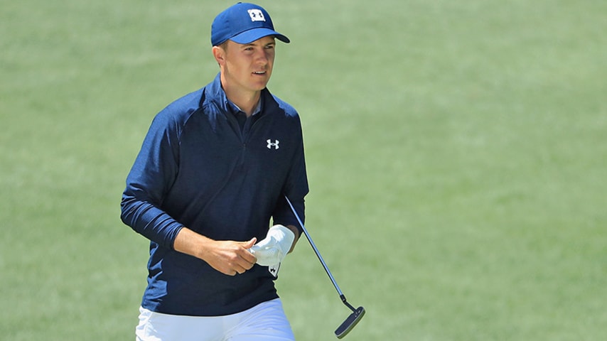 AUGUSTA, GA - APRIL 05: Jordan Spieth of the United States walks on the second green  during the first round of the 2018 Masters Tournament at Augusta National Golf Club on April 5, 2018 in Augusta, Georgia.  (Photo by Andrew Redington/Getty Images)