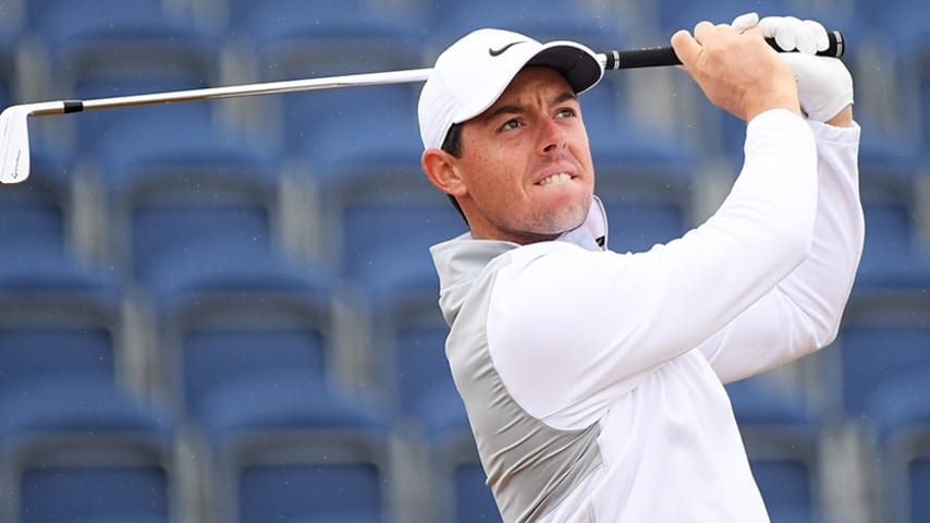 CARNOUSTIE, SCOTLAND - JULY 20:  Rory McIlroy of Northern Ireland plays his shot from the third tee during the second round of the 147th Open Championship at Carnoustie Golf Club on July 20, 2018 in Carnoustie, Scotland.  (Photo by Harry How/Getty Images)