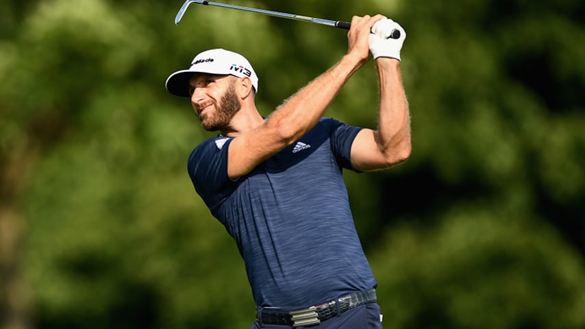 OAKVILLE, ON - JULY 29:  Dustin Johnson tees off during the final round at the RBC Canadian Open at Glen Abbey Golf Club on July 29, 2018 in Oakville, Canada.  (Photo by Minas Panagiotakis/Getty Images)