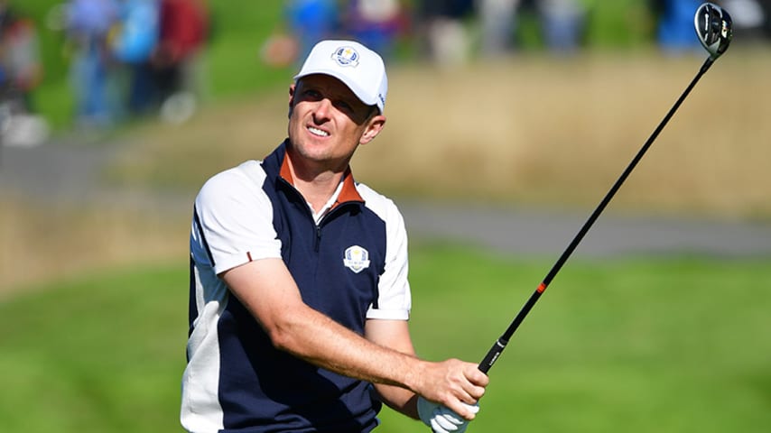 PARIS, FRANCE - SEPTEMBER 26: Justin Rose of Europe during practice ahead of the 2018 Ryder Cup at Le Golf National on September 26, 2018 in Paris, France. (Photo by Stuart Franklin/Getty Images)