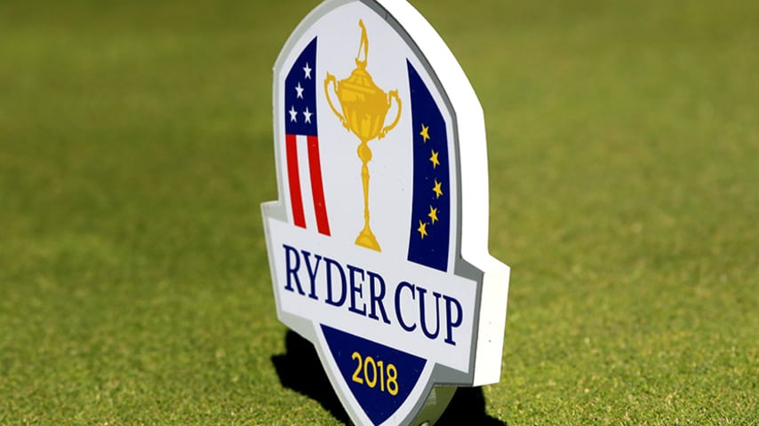 PARIS, FRANCE - SEPTEMBER 27:  A tee marker is pictrured prior to the 2018 Ryder Cup at Le Golf National on September 27, 2018 in Paris, France.  (Photo by Andrew Redington/Getty Images)