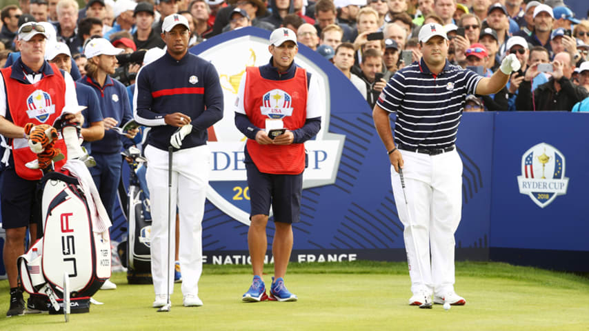 Tiger Woods and Patrick Reed sit out after morning loss at Ryder Cup