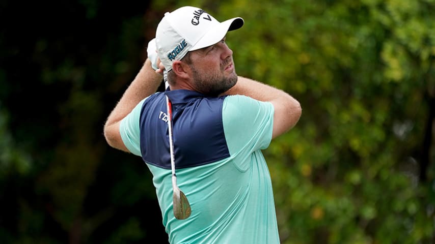 KUALA LUMPUR, MALAYSIA - OCTOBER 12: Marc Leishman of Australia in action during trrrrdeeeeeee second round of the CIMB Classic at TPC Kuala Lumpur on October 12, 2018 in Kuala Lumpur, Malaysia.  (Photo by Stanley Chou/Getty Images)