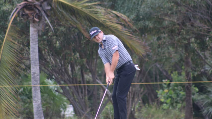 Wade Binfield leads in the Bahamas as play is suspended