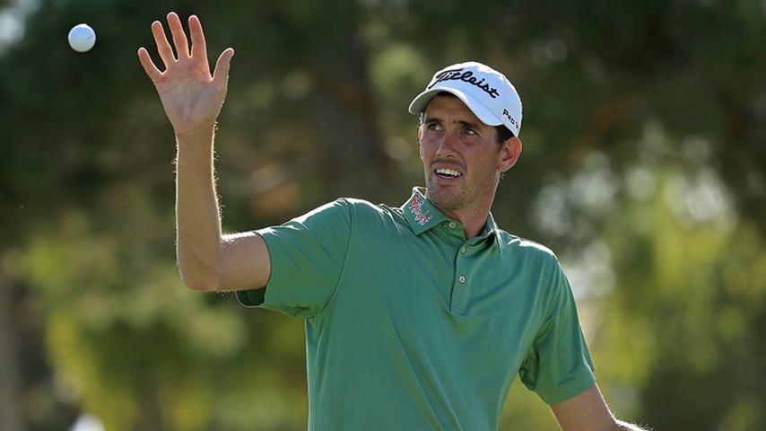 LAS VEGAS, NV - NOVEMBER 01:  Chesson Hadley on the driving range during the first round of the Shriners Hospitals for Children Open at TPC Summerlin on November 1, 2018 in Las Vegas, Nevada.  (Photo by Mike Ehrmann/Getty Images)