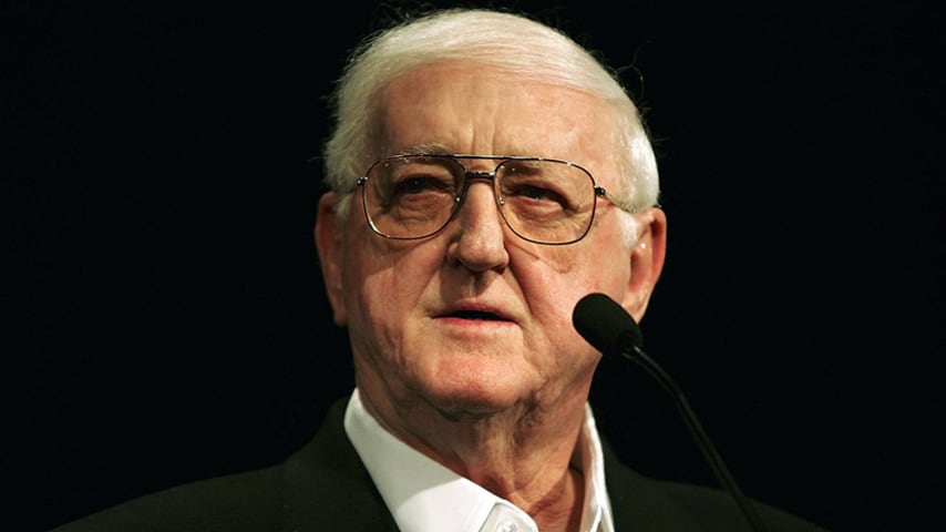 AUGUSTA, GA - APRIL 6:  Golf Writer Dan Jenkins speaks during the Golf Writers Association of America Awards Dinner on April 6, 2005 in Augusta, Georgia. (Photo by Andrew Redington/Getty Images)