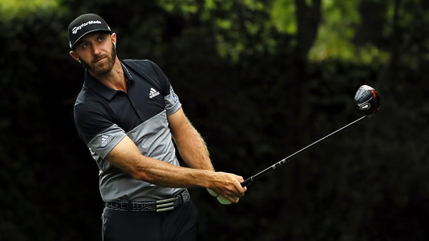 AUGUSTA, GEORGIA - APRIL 14: Dustin Johnson of the United States plays his shot from the second tee during the final round of the Masters at Augusta National Golf Club on April 14, 2019 in Augusta, Georgia. (Photo by Kevin C. Cox/Getty Images)