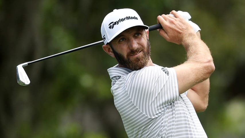 HILTON HEAD ISLAND, SOUTH CAROLINA - APRIL 20: Dustin Johnson plays his shot from the eighth tee during the third round of the 2019 RBC Heritage at Harbour Town Golf Links on April 20, 2019 in Hilton Head Island, South Carolina. (Photo by Streeter Lecka/Getty Images)