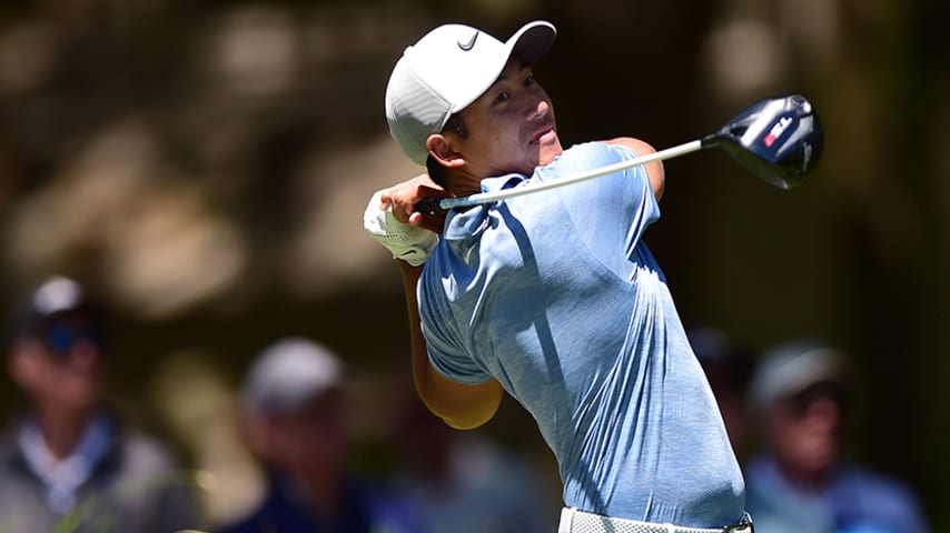 HILTON HEAD ISLAND, SOUTH CAROLINA - APRIL 21: C.T. Pan of Taiwan plays his shot from the second tee during the final round of the 2019 RBC Heritage at Harbour Town Golf Links on April 21, 2019 in Hilton Head Island, South Carolina. (Photo by Jared C. Tilton/Getty Images)