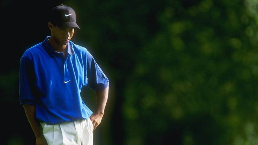 31 Aug 1996:  Tiger Woods looks on during the Greater Milwaukee Open at the Brown Deer Golf Course in Glendale, Wisconsin. Mandatory Credit: J. D. Cuban  /Allsport