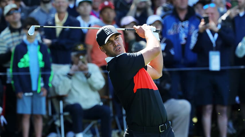 FARMINGDALE, NEW YORK - MAY 16: Brooks Koepka of the United States plays his shot from the 17th tee during the first round of the 2019 PGA Championship at the Bethpage Black course on May 16, 2019 in Farmingdale, New York. (Photo by Warren Little/Getty Images)