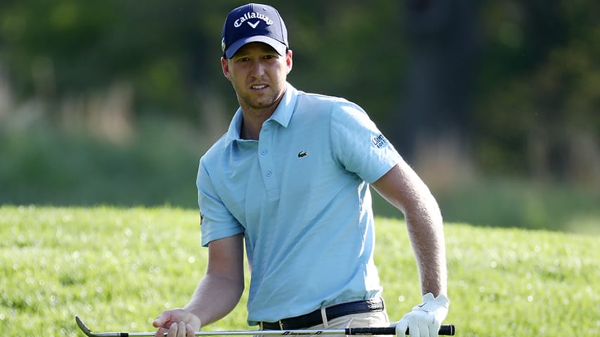 FARMINGDALE, NEW YORK - MAY 17: Daniel Berger of the United States chips on the 13th hole during the second round of the 2019 PGA Championship at the Bethpage Black course on May 17, 2019 in Farmingdale, New York. (Photo by Jamie Squire/Getty Images)