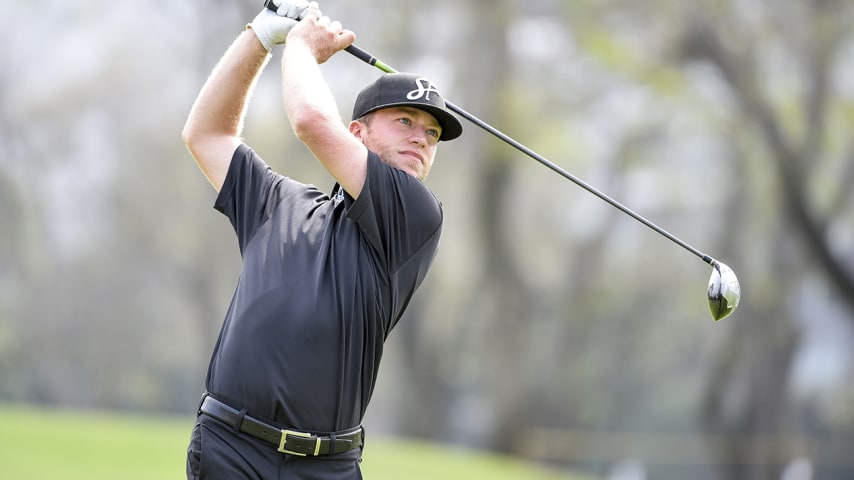 LIMA, PERU - OCTOBER 22: Sam Fidone of the United States tees off on the 15th hole during the third round of the PGA TOUR Latinoamerica Lexus Peru Open Presentado por Diners Club at Los Inkas Golf Club on October 22, 2016 in Lima, Peru. (Photo by Enrique Berardi/PGA TOUR)