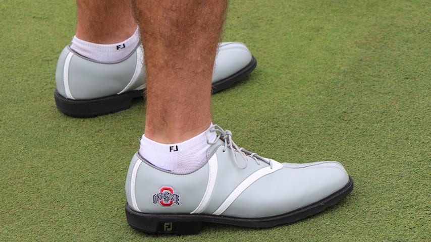 Ryan Armour played collegiate golf at "The" Ohio State University, just like tournament host Jack Nicklaus. Armour represents the university with custom FootJoy golf shoes this week. 