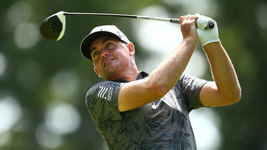 HAMILTON, ONTARIO - JUNE 06: Keegan Bradley of the United States plays his shot from the 14th tee during the first round of the RBC Canadian Open at Hamilton Golf and Country Club on June 06, 2019 in Hamilton, Canada. (Photo by Vaughn Ridley/Getty Images)