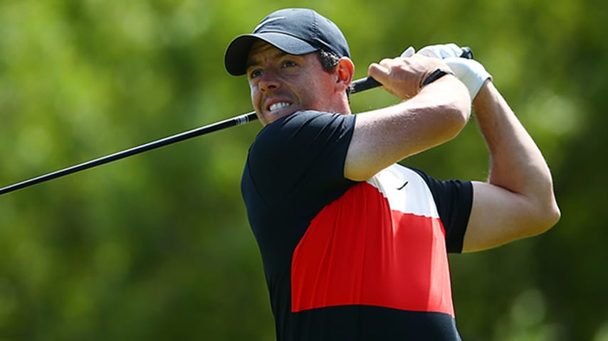 HAMILTON, ONTARIO - JUNE 08: Rory McIlroy of Northern Ireland plays his shot from the ninth tee during the third round of the RBC Canadian Open at Hamilton Golf and Country Club on June 08, 2019 in Hamilton, Canada. (Photo by Vaughn Ridley/Getty Images)