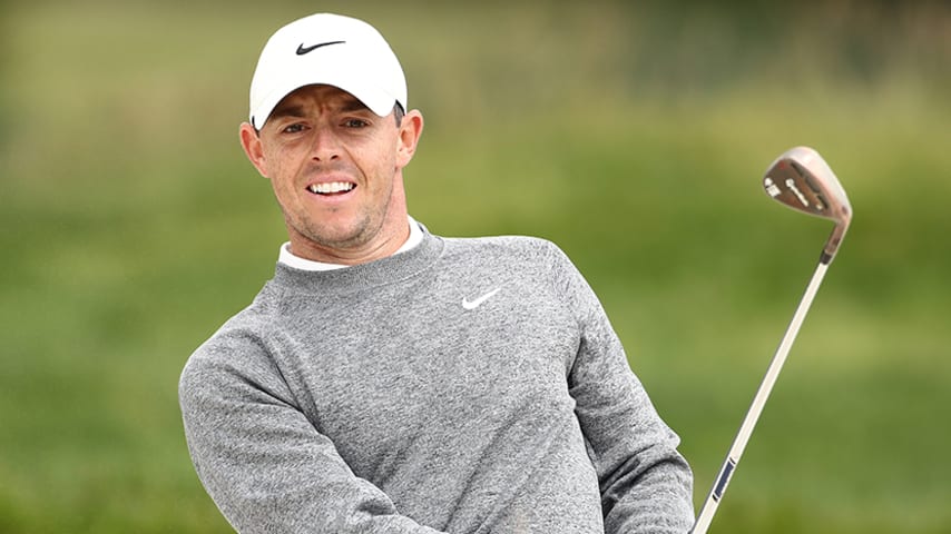 PEBBLE BEACH, CALIFORNIA - JUNE 14: Rory McIlroy of Northern Ireland plays a shot from a bunker on the 13th hole during the second round of the 2019 U.S. Open at Pebble Beach Golf Links on June 14, 2019 in Pebble Beach, California. (Photo by Ezra Shaw/Getty Images)