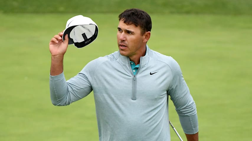 PEBBLE BEACH, CALIFORNIA - JUNE 16: Brooks Koepka of the United States acknowledges the crowd on the 18th green during the final round of the 2019 U.S. Open at Pebble Beach Golf Links on June 16, 2019 in Pebble Beach, California. (Photo by Harry How/Getty Images)