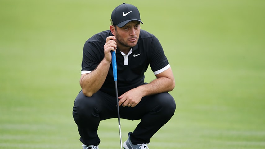 PEBBLE BEACH, CALIFORNIA - JUNE 12: Francesco Molinari of Italy lines up a putt on the 15th green during a practice round prior to the 2019 U.S. Open at Pebble Beach Golf Links on June 12, 2019 in Pebble Beach, California. (Photo by Christian Petersen/Getty Images)