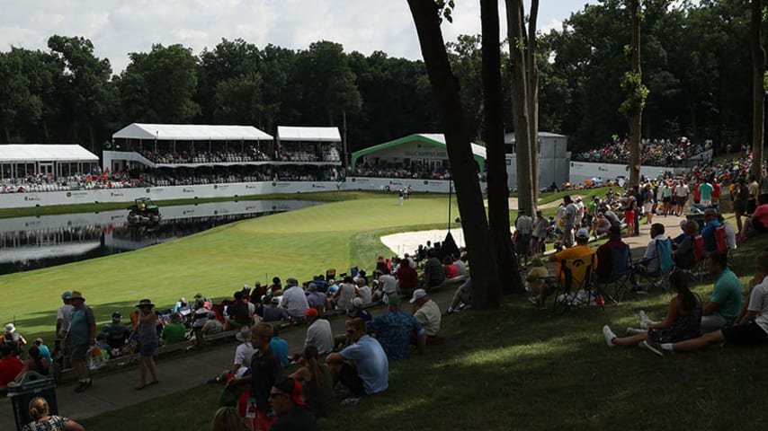 SILVIS, IL - JULY 15:  A general view of the 18th hole during the final round of the John Deere Classic at TPC Deere Run on July 15, 2018 in Silvis, Illinois.  (Photo by Streeter Lecka/Getty Images)