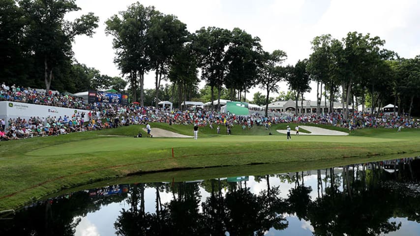 SILVIS, IL - JULY 15:  A general view of the 18th hole during the final round of the John Deere Classic at TPC Deere Run on July 15, 2018 in Silvis, Illinois.  (Photo by Streeter Lecka/Getty Images)