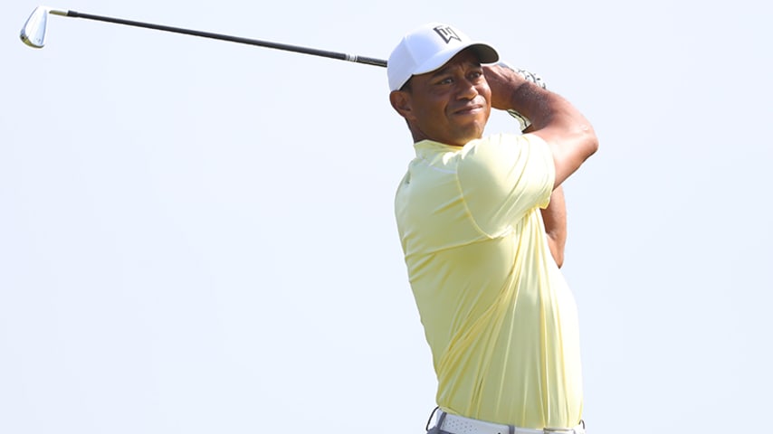 Woods has a never-before-seen TaylorMade driving iron in the bag at The Open Championship