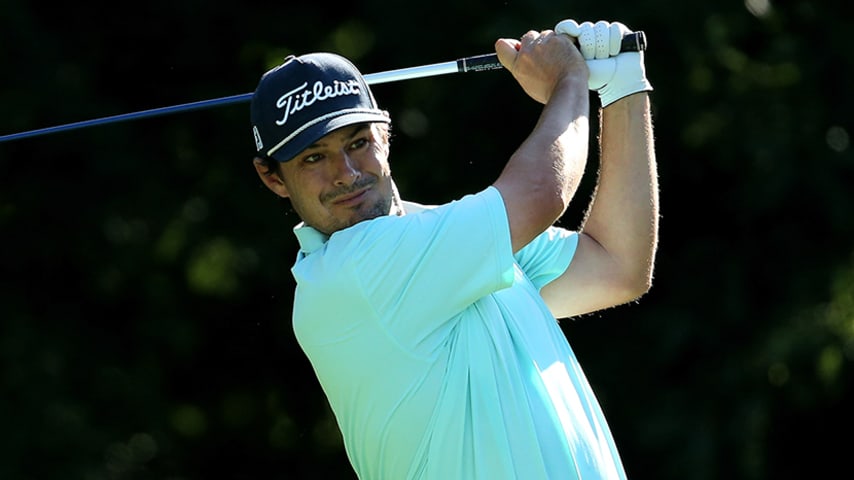 SILVIS, ILLINOIS - JULY 12:  Johnson Wagner plays his shot from the second tee during the second round of the John Deere Classic Austen Truslow TPC Deere Run on July 12, 2019 in Silvis, Illinois. (Photo by Dylan Buell/Getty Images)