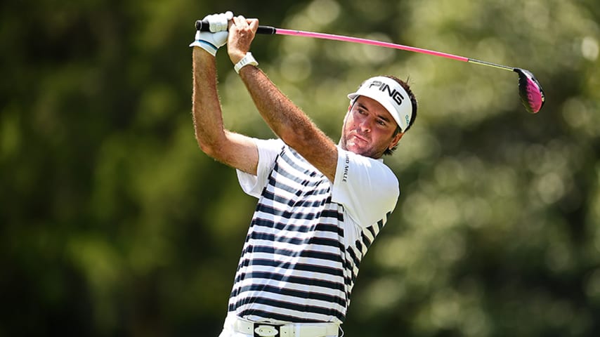 MEMPHIS, TENNESSEE - JULY 28: Bubba Watson hits his tee shot on the seventh hole during the final round of the World Golf Championship-FedEx St Jude Invitational at TPC Southwind on July 28, 2019 in Memphis, Tennessee. (Photo by Stacy Revere/Getty Images)