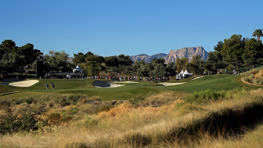 LAS VEGAS, NV - NOVEMBER 02:  A general view of the 15th hole during the second round of the Shriners Hospitals for Children Open at TPC Summerlin on November 2, 2018 in Las Vegas, Nevada.  (Photo by Mike Ehrmann/Getty Images)