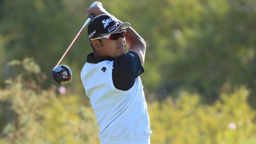 LAS VEGAS, NEVADA - OCTOBER 04: Hideki Matsuyama of Japan hits off the 15th tee during the second round of the Shriners Hospitals for Children Open at TPC Summerlin on October 04, 2019 in Las Vegas, Nevada. (Photo by Tom Pennington/Getty Images)