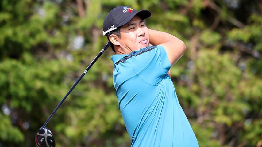 JEJU, SOUTH KOREA - OCTOBER 17: Byeong Hun An of South Korea hits his tee shot on the 3rd hole during the first round of the CJ Cup @Nine Bridges at the Club at Nine Bridges on October 17, 2019 in Jeju, South Korea. (Photo by Chung Sung-Jun/Getty Images)